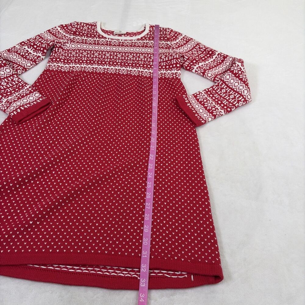 Hanna Andersson Girls Sweater Dress Red White Nordic Fair Isle Knitted sz 150/12 - Picture 6 of 9